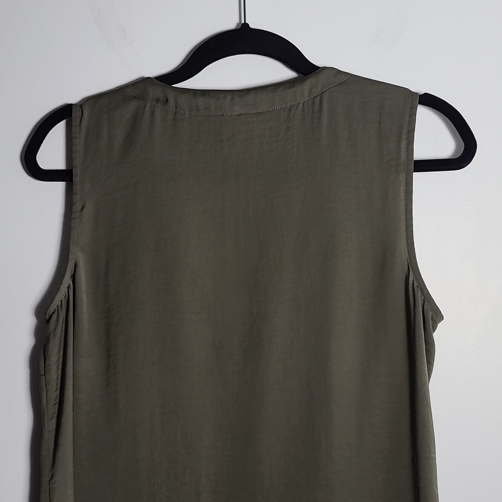 CABI Cinch Blouse Olive Green Sleeveless Tie Front Blouse Size Small - Picture 11 of 15